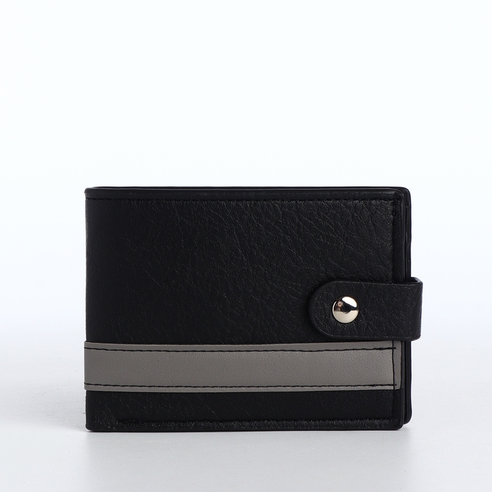 Портмоне мужское на кнопке, отдел для карт, монет, цвет чёрный Портмоне мужское на кнопке, отдел для карт, монет, цвет чёрный