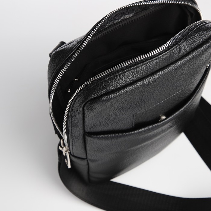 Сумка мужская через плечо TEXTURA, искусственная кожа, цвет чёрный