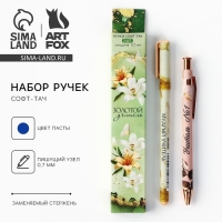 Ручка шариковая синяя паста, пластик софт-тач &laquo;Учителю: Учитель&raquo;, 2 шт, 0.7 мм