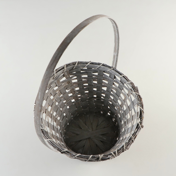 Набор корзин плетеных, D23х18/42 см, D27х19/44 см, D29х19/46 см, 3 шт, серые, бамбук