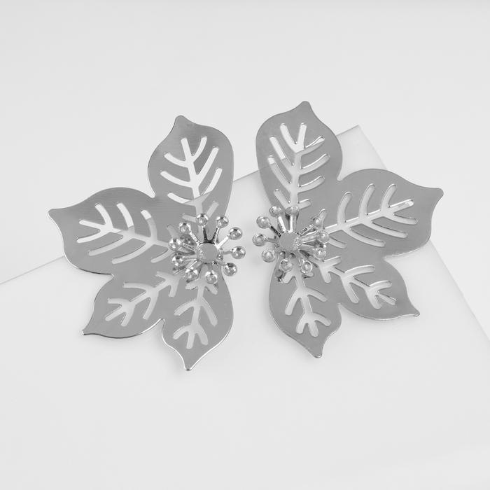 Серьги металл &laquo;Стиль&raquo; лист, клён, цвет серебро