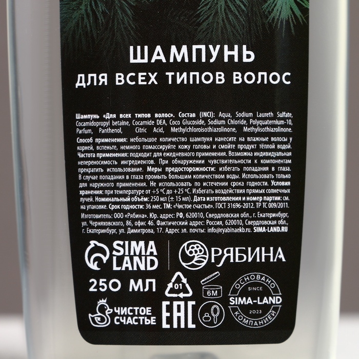 Подарочный набор косметики &laquo;Самому лучшему мужчине в Новый Год&raquo;, гель для душа и шампунь для волос, 2 х 250 мл, ЧИСТОЕ СЧАСТЬЕ