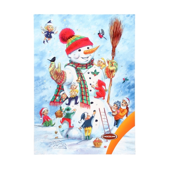 Адвент календарь с мини плитками из молочного шоколада, МИКС, 75 г