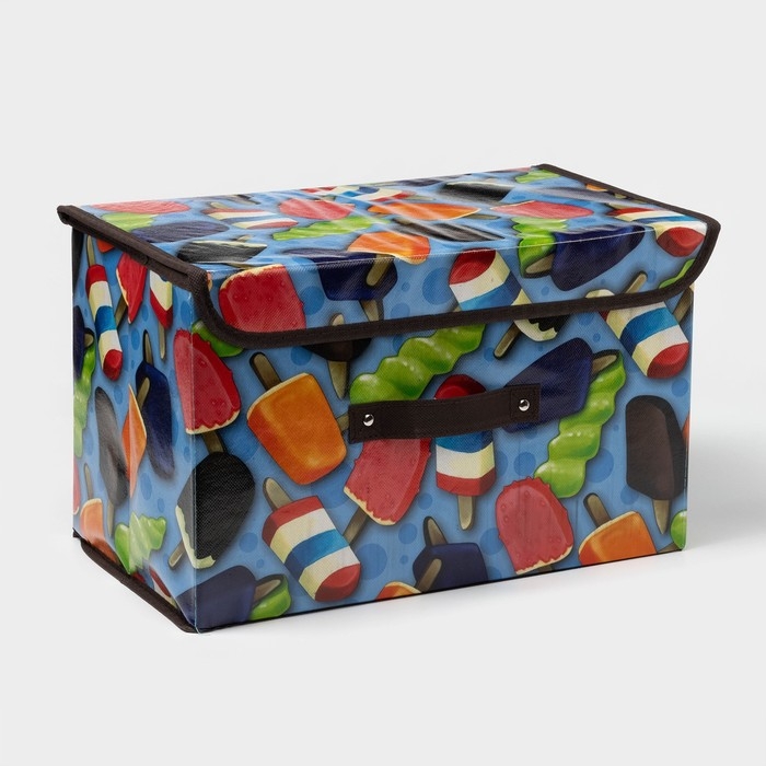 Короб стеллажный для хранения с крышкой &laquo;Эскимо&raquo;, 38,5&times;25&times;24,5 см, цвет синий