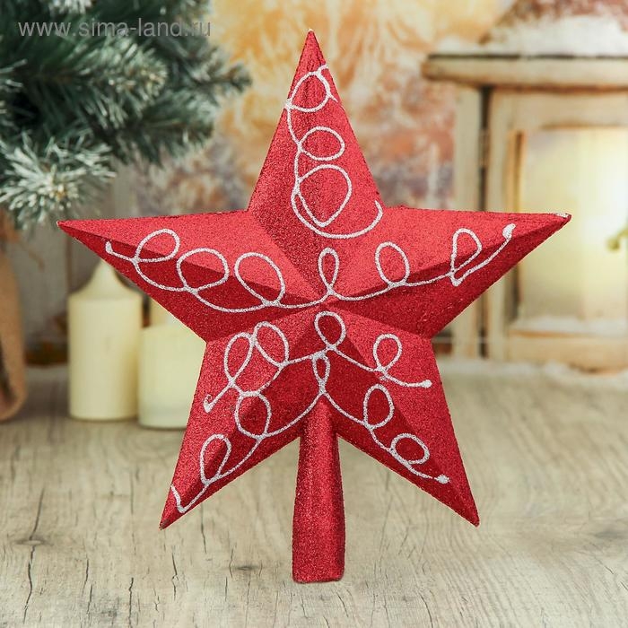 Наконечник Наконечник "Звезда" завитки, 22х23 см, бело-красный