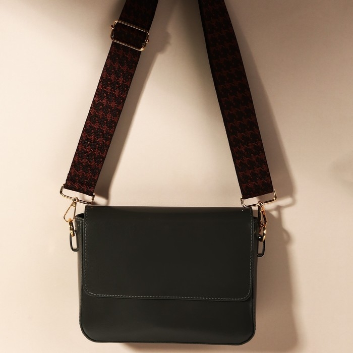 Ручка для сумки &laquo;Гусиная лапка&raquo;, стропа, 135 &plusmn; 3 &times; 3,8 см, цвет коричневый/золотой