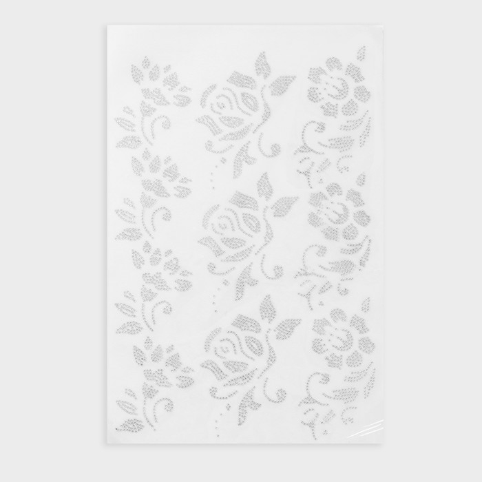 Термоаппликация из страз &laquo;Узор&raquo;, 10 шт на листе, цвет белый