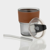 Стакан стеклянный с крышкой и трубочкой &laquo;Вида&raquo;, 350 мл, цвет МИКС