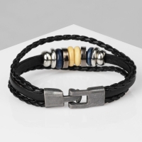 Браслет унисекс &laquo;Стиль&raquo; диски, цвет чёрный с серым металлом, 21,5 см