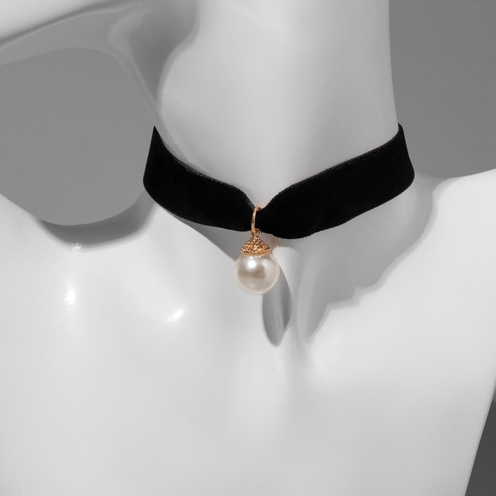 Чокер &laquo;Шарик&raquo;, жемчужина, цвет чёрный, L=30 см