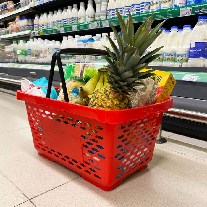 Корзина покупательская пластиковая 28 л, цвет красный Корзина покупательская пластиковая 28 л, цвет красный