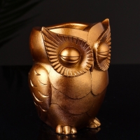 Кашпо "Сова" 10х7 см, цвет бронза