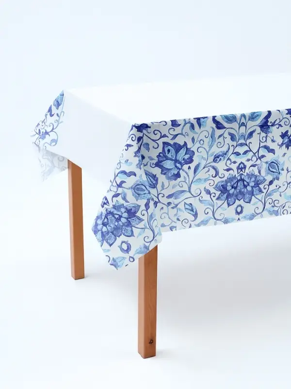 Скатерть одноразовая &laquo;Синие Узоры&raquo;, 130 х 180см