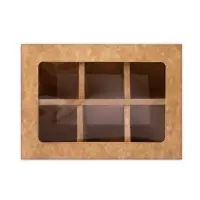 Коробка для 6 конфет с окном, крафт, 13.7&times;9.85&times;3.85 см