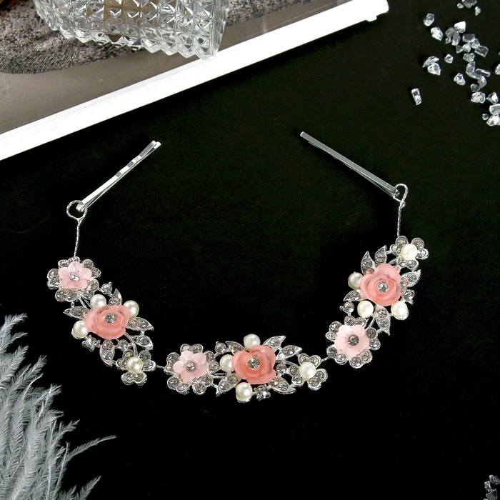 Аксессуар для волос Аксессуар для волос "Мальви" нежные розочки, 17 см, серебро