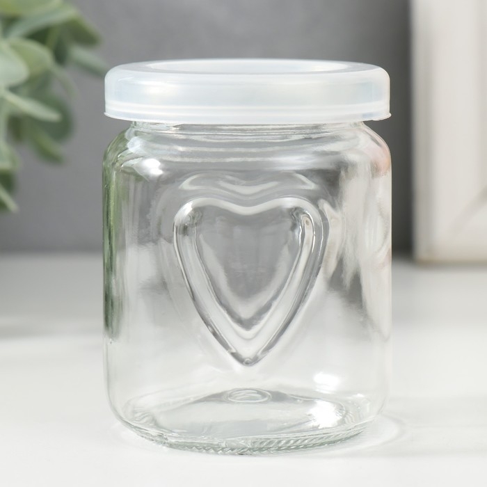 Банка для свечей стекло с крышкой Банка для свечей стекло с крышкой "Сердечко" прозрачная 150 мл 6х6х8 см