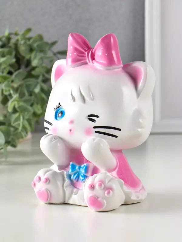 Копилка "Киска с бантом розовым" 17,5х12,5х11,5 см