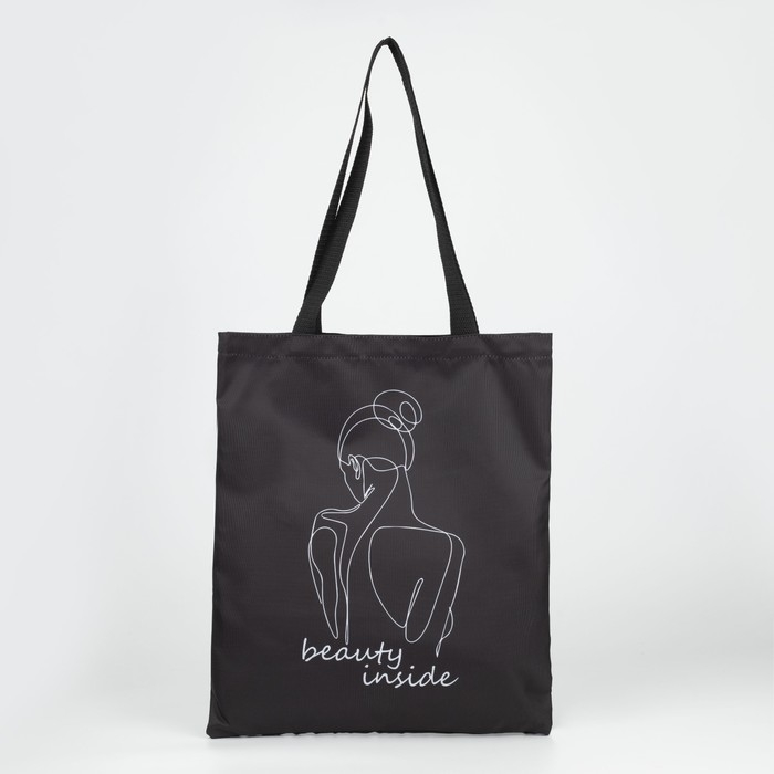 Шопер &laquo;Красота внутри&raquo; 35 х 0,5 х 40, отдел без молнии, без подклада, чёрный