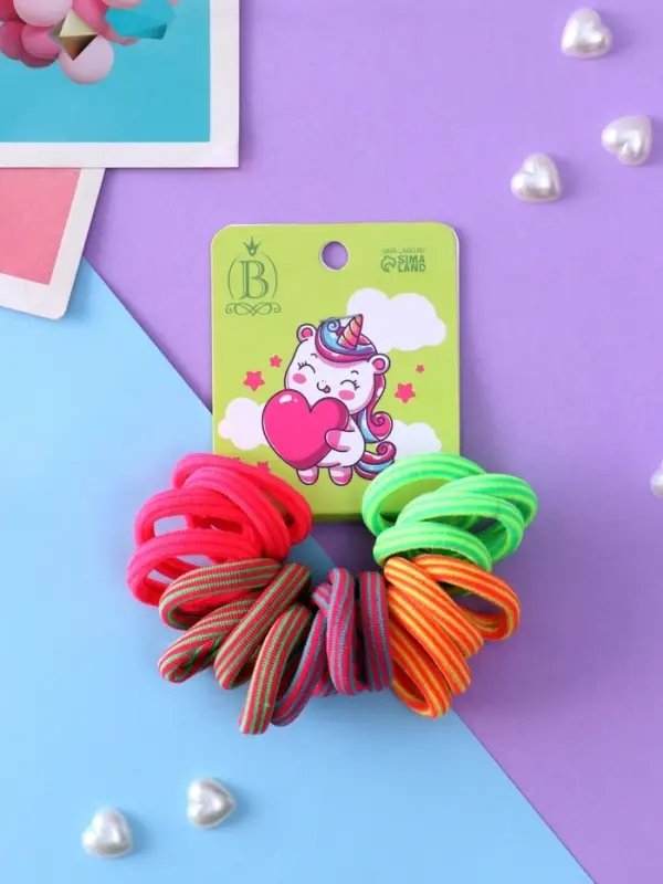 Резинка для волос &laquo;Единорожек&raquo;, набор 20 шт., сердце, 2.5 см, МИКС