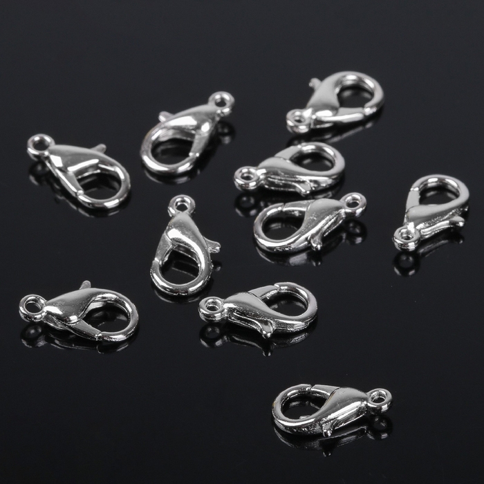 Замок-карабин 12 мм, набор 200 шт., цвет серебро Замок-карабин 12 мм, набор 200 шт., цвет серебро