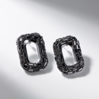 Серьги со стразами &laquo;Блеск&raquo; мягкий прямоугольник, серые в серебре