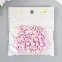 Бусины для творчества пластик "Брызги краски. Фуксия на белом" d=1 см набор 20 гр