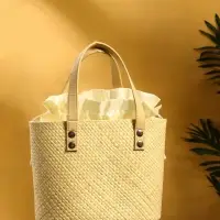 Сумка плетёная из пандана 25х18х38 см, цв. бежевый