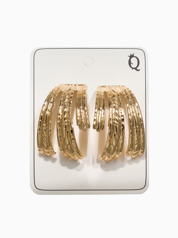 Серьги металл «Трио» объёмные, цвет золото Серьги металл «Трио» объёмные, цвет золото