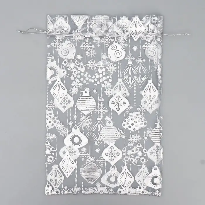 Мешочек подарочный органза &laquo;Новогодние игрушки&raquo;, 20 х 30 см +/- 1.5 см