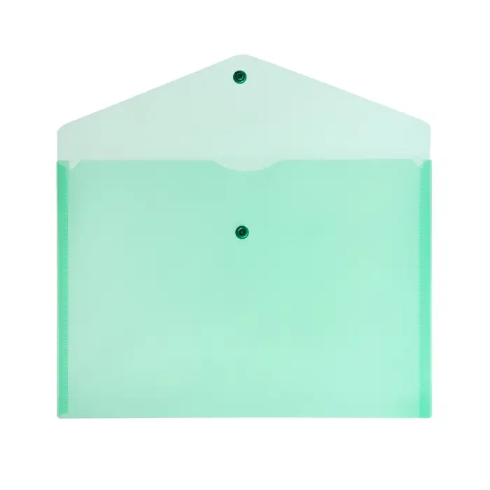 Папка-конверт на кнопке А4, 120 мкм, Calligrata, прозрачная, зелёная