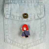 Значок деревянный &laquo;Рыжая девушка&raquo;, аниме, 2,4 х 3,4 см