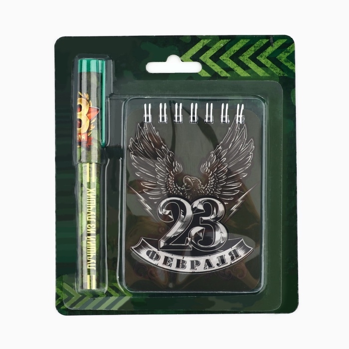 Подарочный набор &laquo;23 Февраля&raquo;: блокнот и ручка пластик