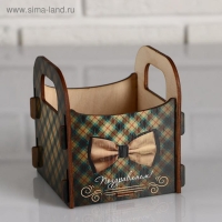 Кашпо деревянное 10.5&times;10&times;11 см подарочное Рокси Смит "Поздравляем! Галстук-бабочка", коробка