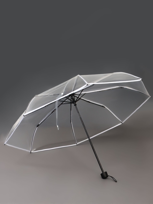 Зонт мех R48/53 8сп 3 сл ПВХ ОДНОТОН круглая ручка белый шильд QF