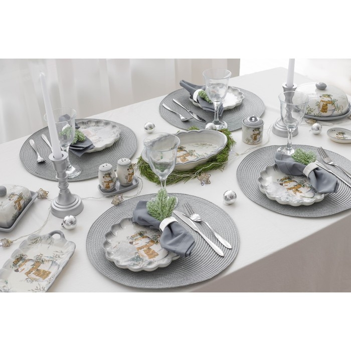 Блюдо сервировочное Доляна &laquo;Рождественский снеговик&raquo;, d=20 см, цвет белый