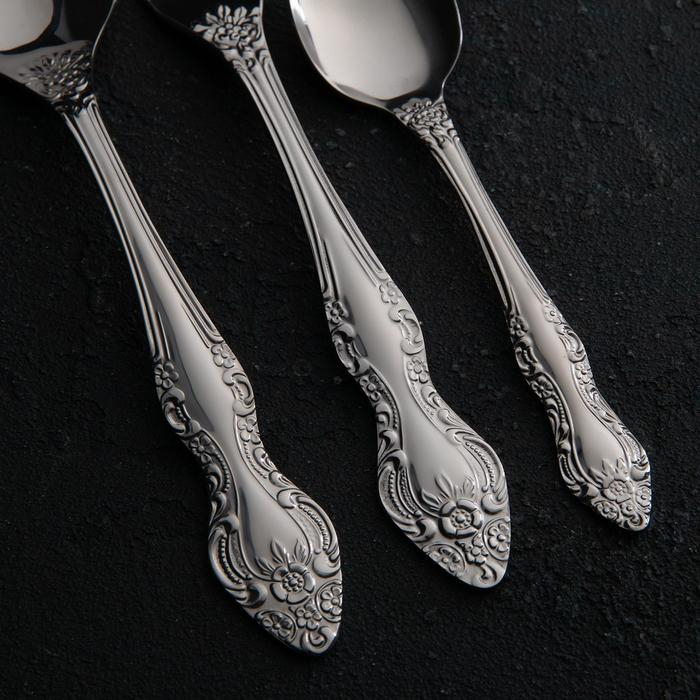 Набор столовых приборов &laquo;Тройка&raquo;, 36 предметов, толщина 2 мм, декоративная коробка, цвет серебряный