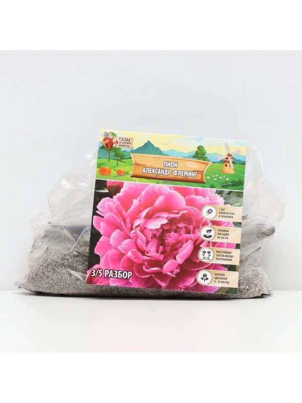 Пион Alexander Fleming, корневище в пакете с торфогрунтом, р-р 3/5, 1 шт.
