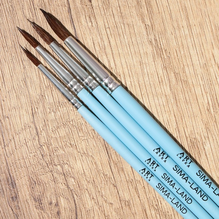 Кисть для рисования набор 4 шт. пони круглые &laquo;Ван Гог&raquo; № 2, 4, 6, 8