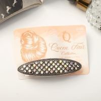 Заколка-автомат для волос "Грейс" классика овал блеск, 8,5 см, серебро