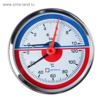 Термоманометр "CTM", аксиальный, Дк 80 мм, 1 МПа, наружная резьба 1/4", 120&deg;С
