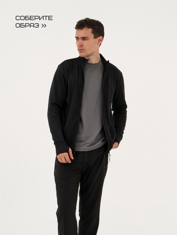 Лонгслив мужской Resport, на молнии, р. 48, цвет чёрный, базовый, с длинным рукавом