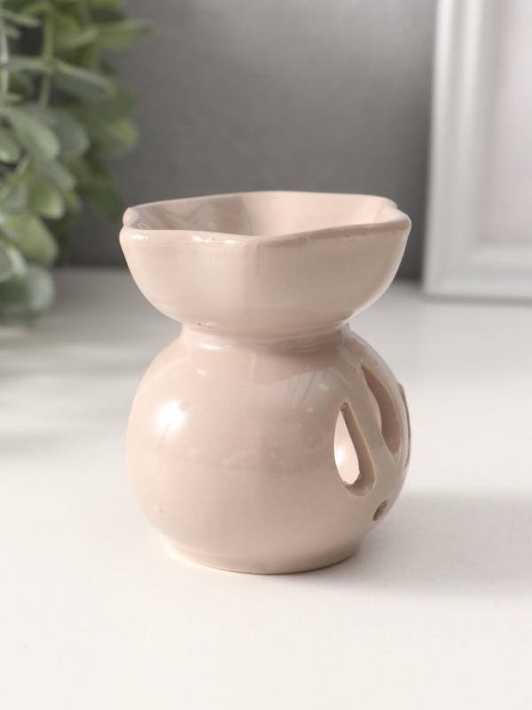 Аромалампа керамика "Пламя" телесная 7х7х7,5 см