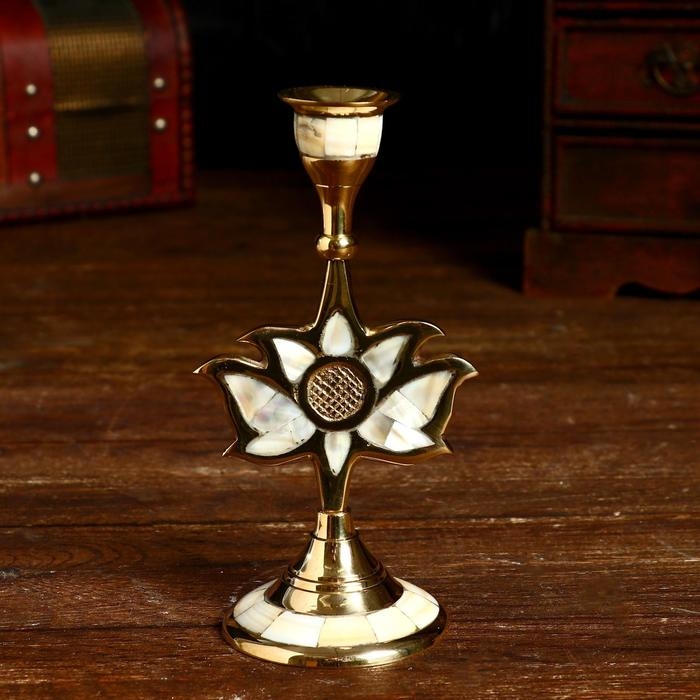 Подсвечник &laquo;Цветок востока&raquo;, 8&times;8.5&times;16.5 см, латунь, перламутр
