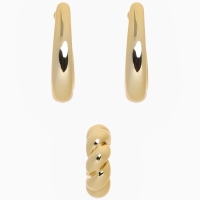 Набор серьги и каффы 3 шт &laquo;Косичка&raquo; капли, цвет золото