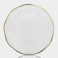 Тарелка обеденная "Свита" 27х2,5 см, золотой обод, прозрачная