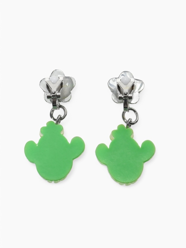 Серьги-клипсы детские "Выбражулька" кактус с звездой кристалл, цвет зеленый