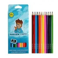 Карандаши цветные, 12 цветов &laquo;Влад А4&raquo;, в картонной коробке с европодвесом