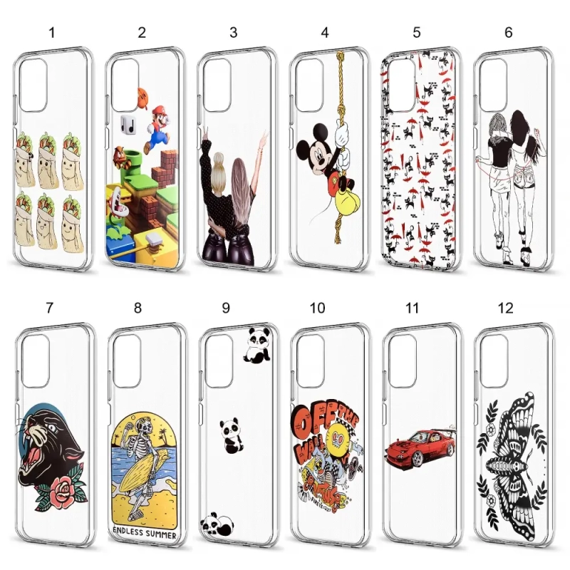 Чехол Samsung A03S TPU 1.0mm прозрачный с принтами