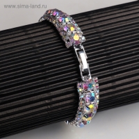 Браслет со стразами &laquo;Северное сияние&raquo; змейка, цвет радужный в серебре, L=18 см