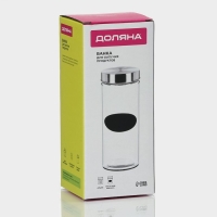 Банка стеклянная для хранения сыпучих продуктов с местом под надпись Доляна &laquo;Премиум&raquo;, 700 мл, 20&times;8 см, с металлической крышкой